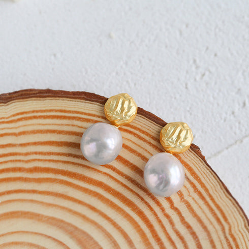 Lava Gold Baroque Pearl Earring
